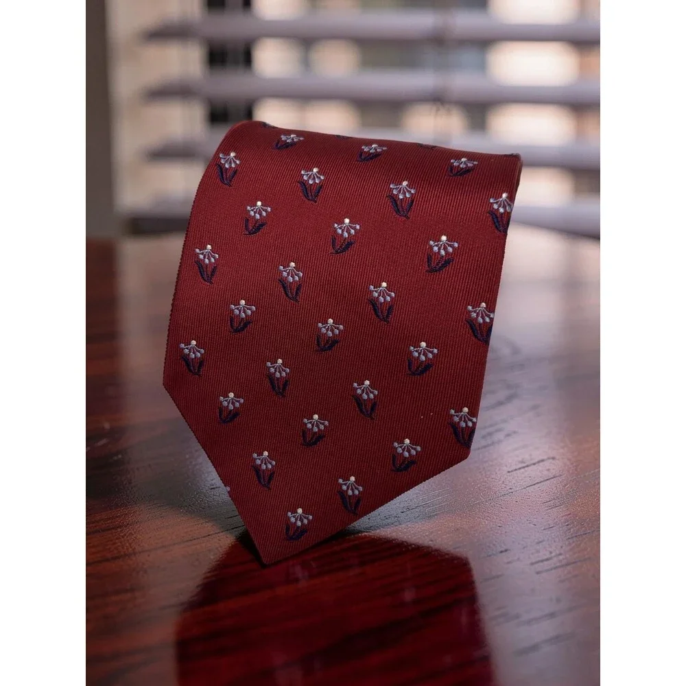 Ermenegildo Zegna Red Floral Silk Tie 61.75